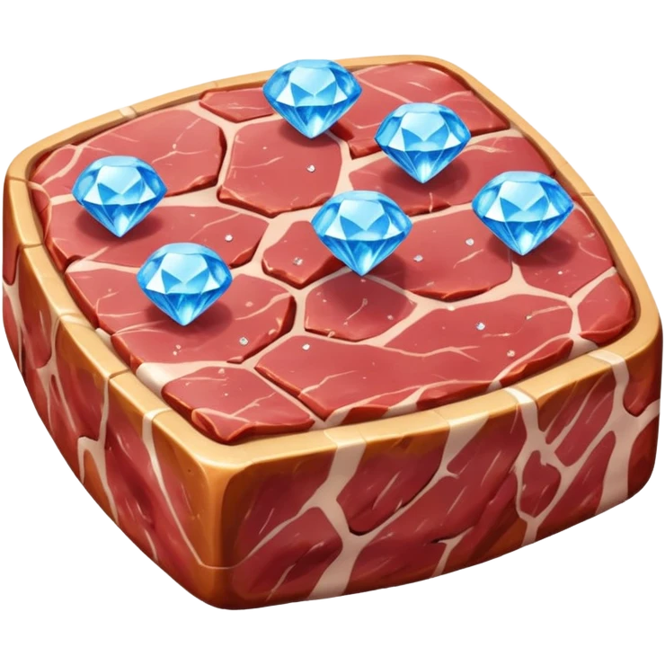 Meat with diamond textur and blue color emoji