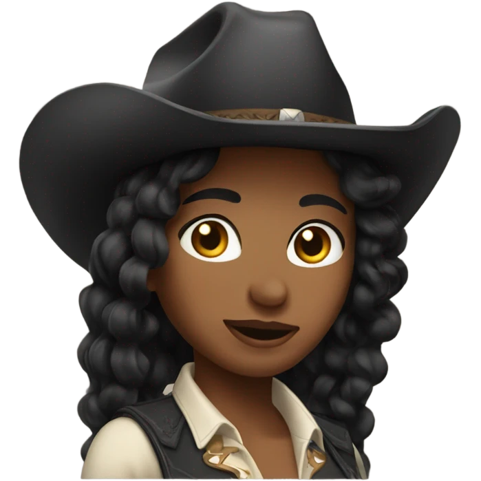 cowgirl straight black hair emoji