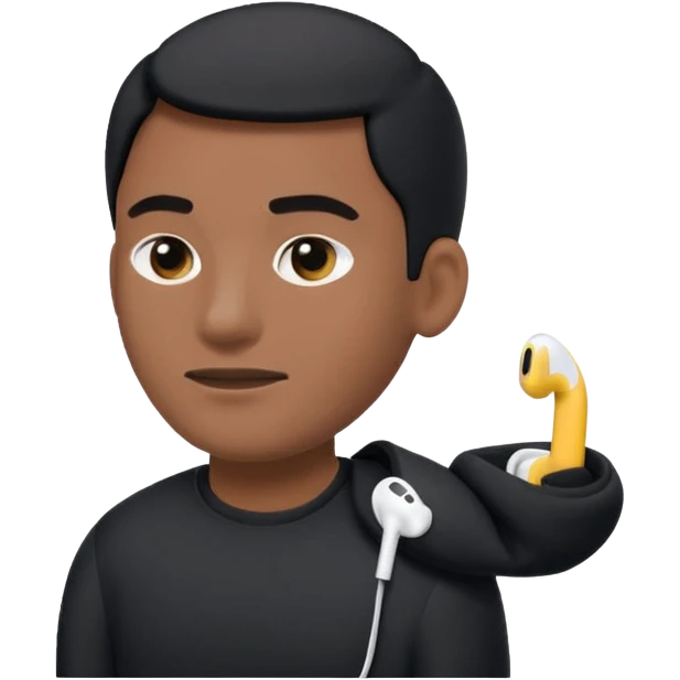 un emoji (qui ressemble à un vrai emoji téléphone)de quelqu'un qui tombe (homme noir pull Nike)il a des airpods.Il tombe vers l'avant  emoji