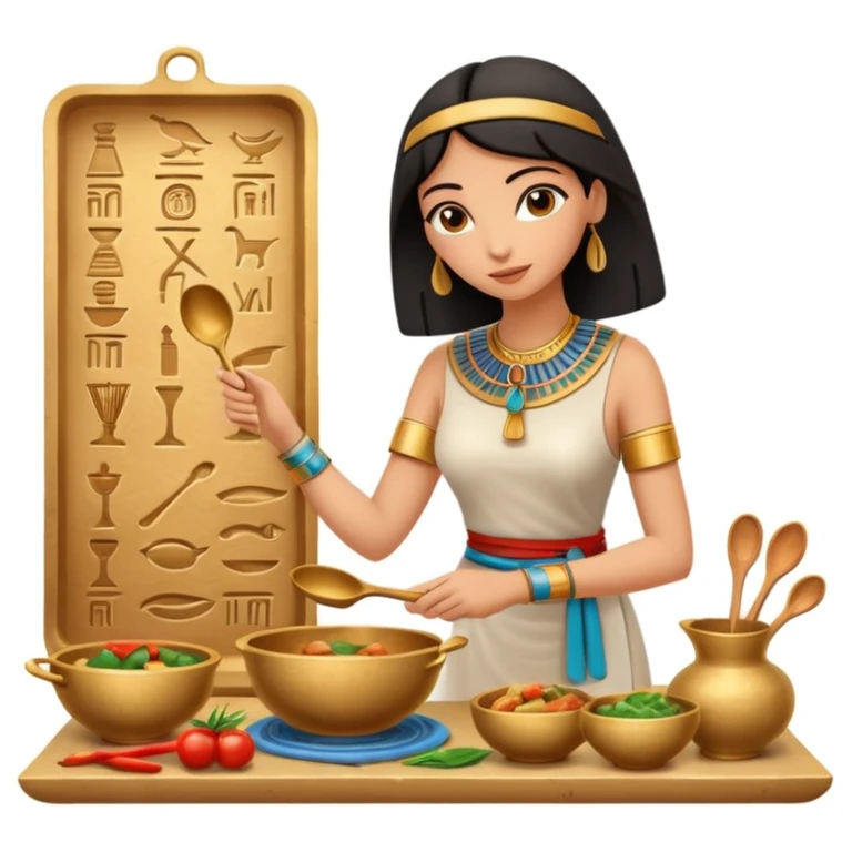 ancient Egyptian cooking scene in hieroglyphic style emoji