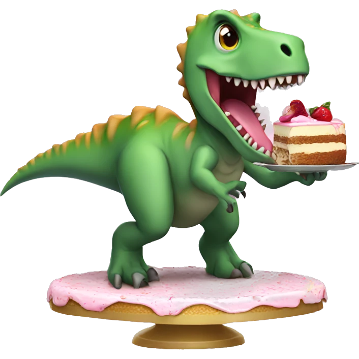Dinosaur eating cake emoji