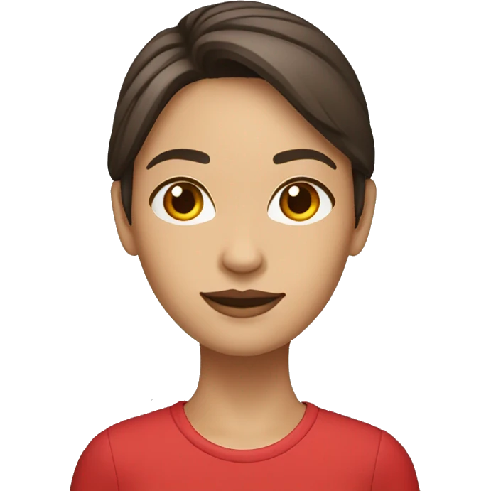 woman with light to medium skin, straight dark brown hair with middle part red shirt  emoji