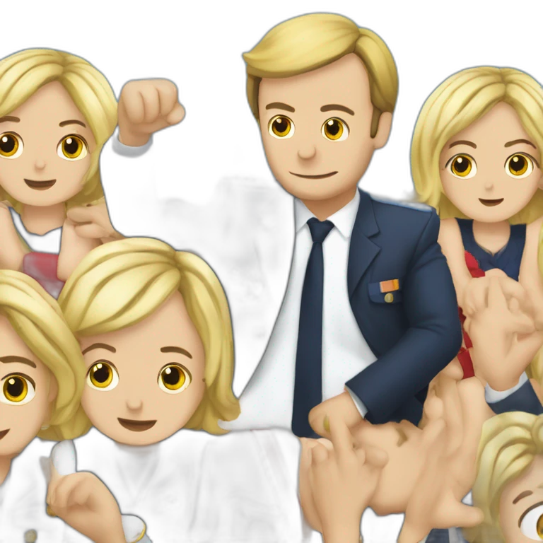 Macron qui embrasse marine lepen emoji