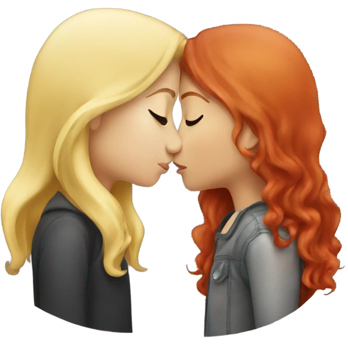 blonde and red head girl kissing  emoji