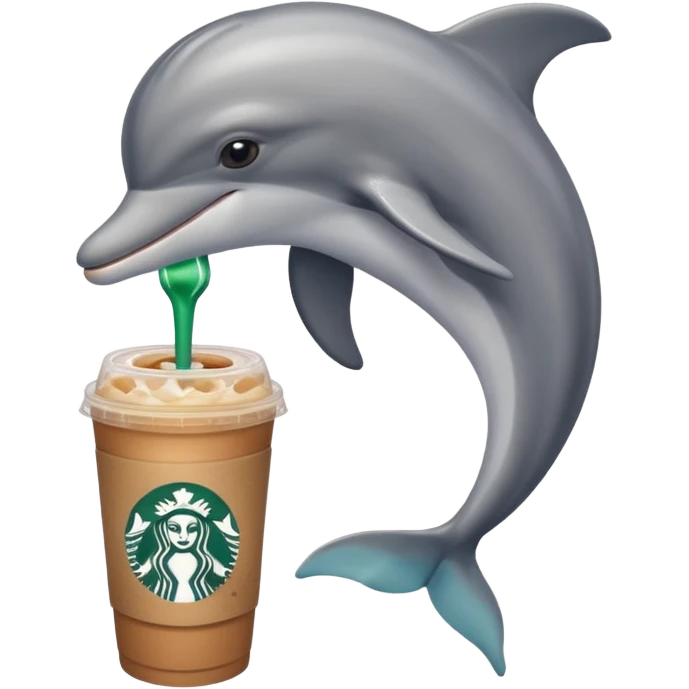 Dolphin drinking Starbucks  emoji