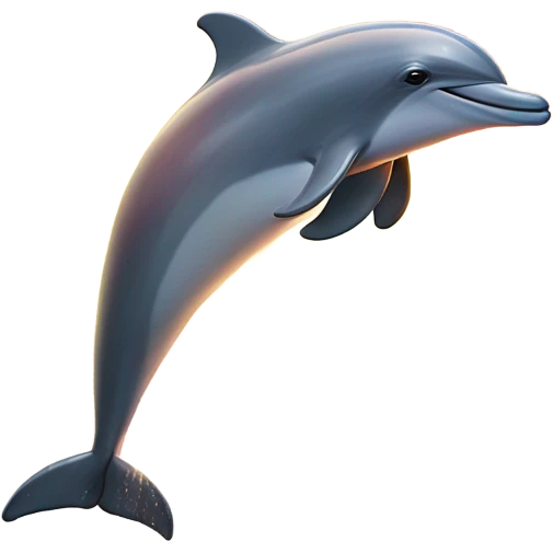 Dolphin with sunset behind and rainbows in the ocean  emoji