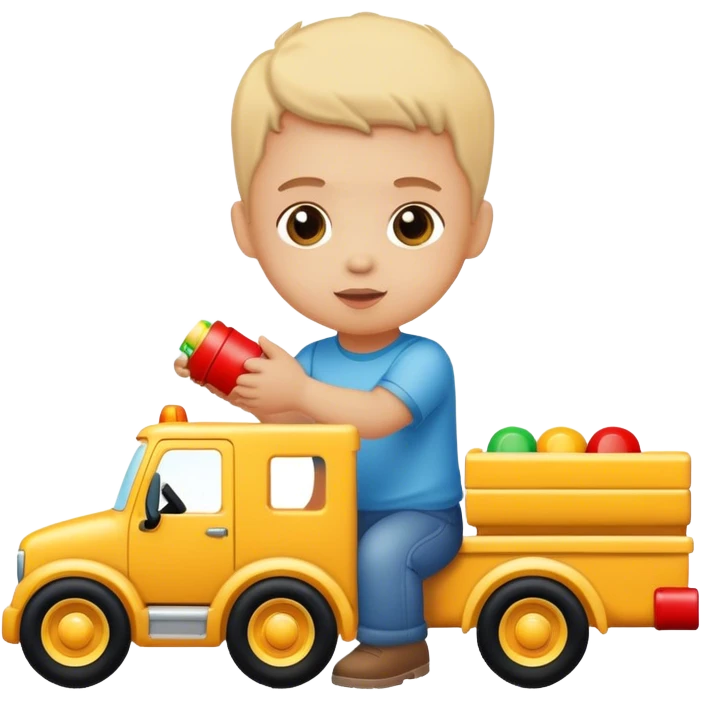 Kid playing with a truck emoji