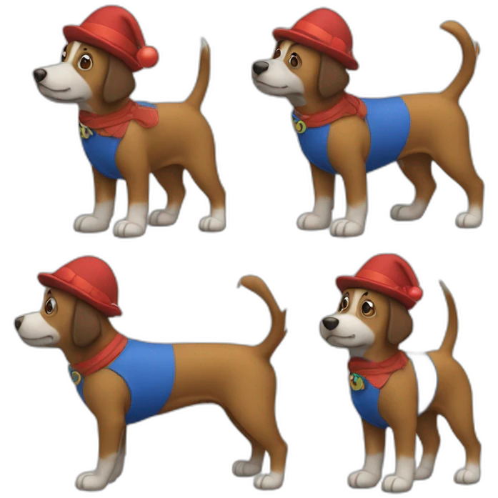Dog dressed like noddy emoji