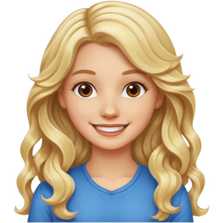 White girl with long wavy hair emoji