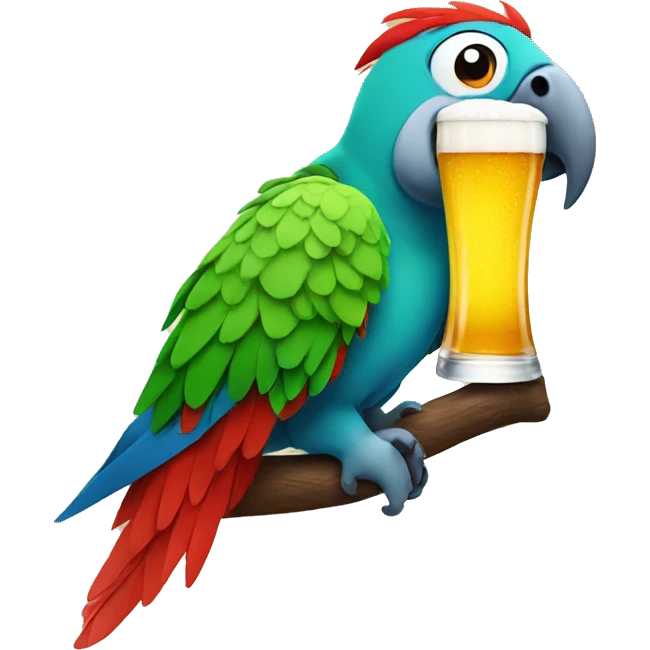 Parrot drinking beer emoji