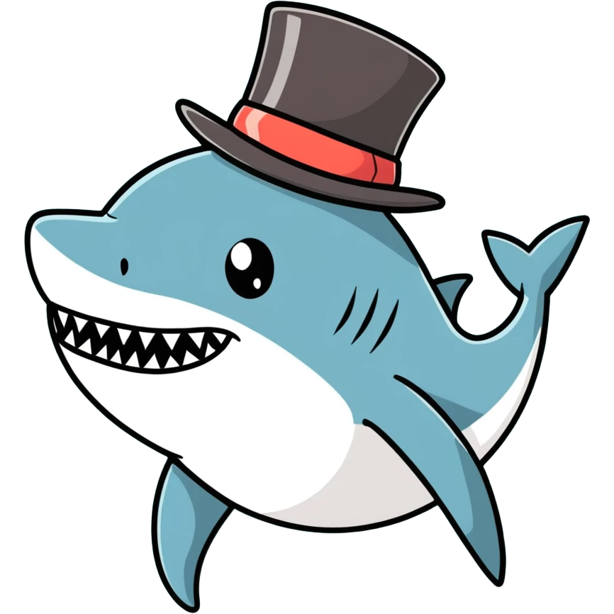 Shark with a top hat emoji