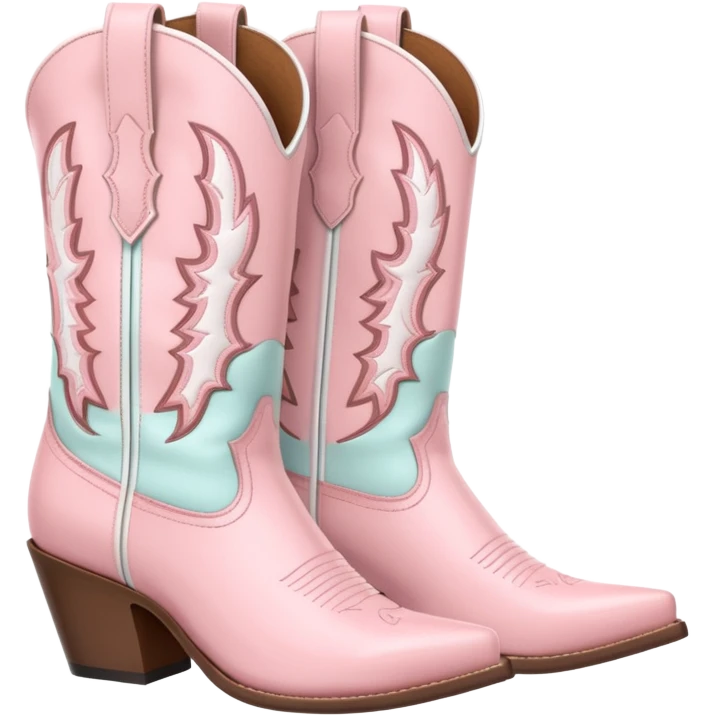 pastel pink cowboy boots with white accents  emoji