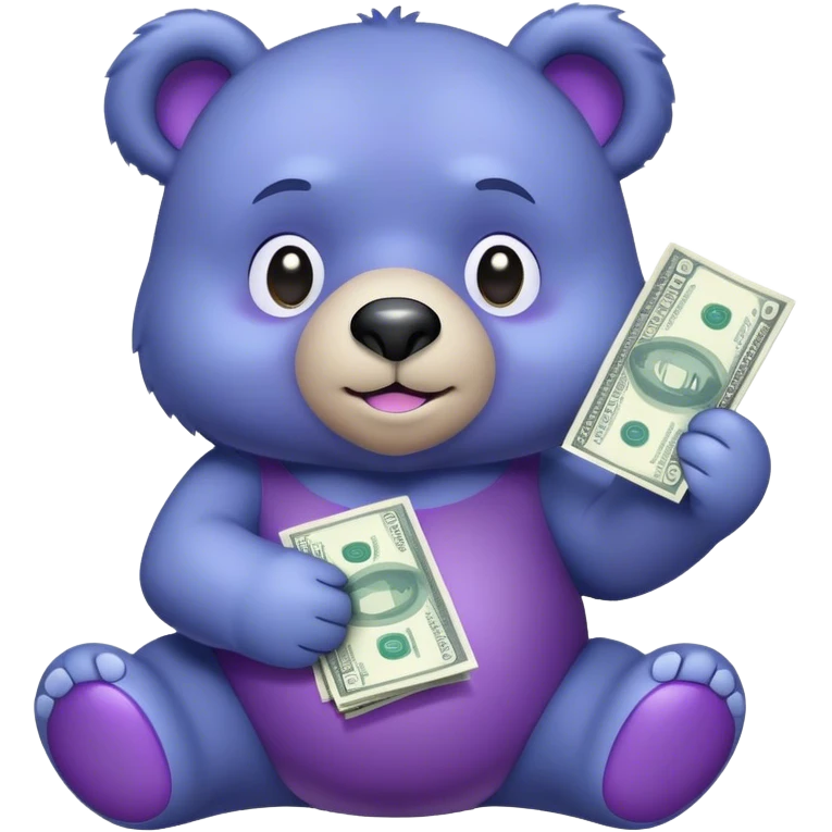 blue-purple bear holding money emoji