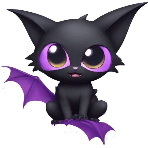 Cool Cute Edgy Dark Black Batty Chibi Noibat-Cat-Pokémon-Fakémon-hybrid emoji