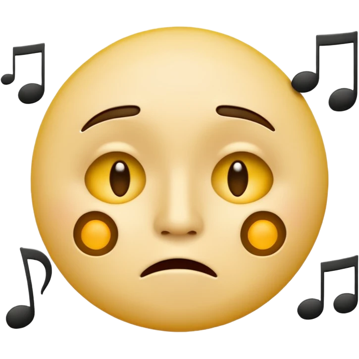 yellow circle face emoji whistling with music notes coming out its mouth and side-eyeing emoji