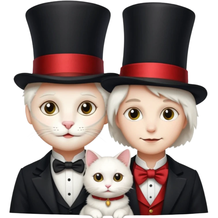 magician couple and their pet cat emoji
