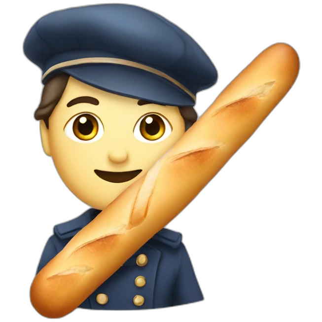 A parisian with a baguette and a beret emoji