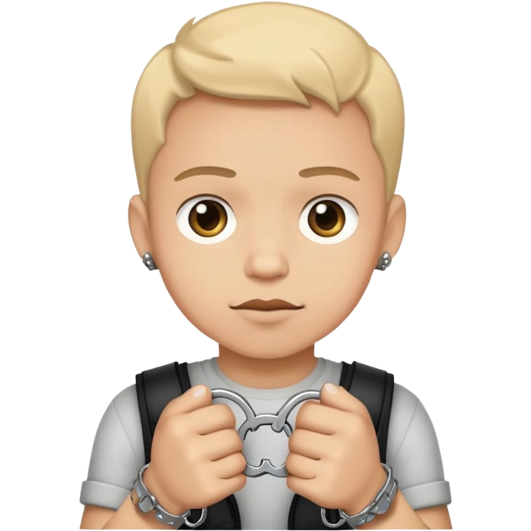 A boy with handcuffs in this hand emoji