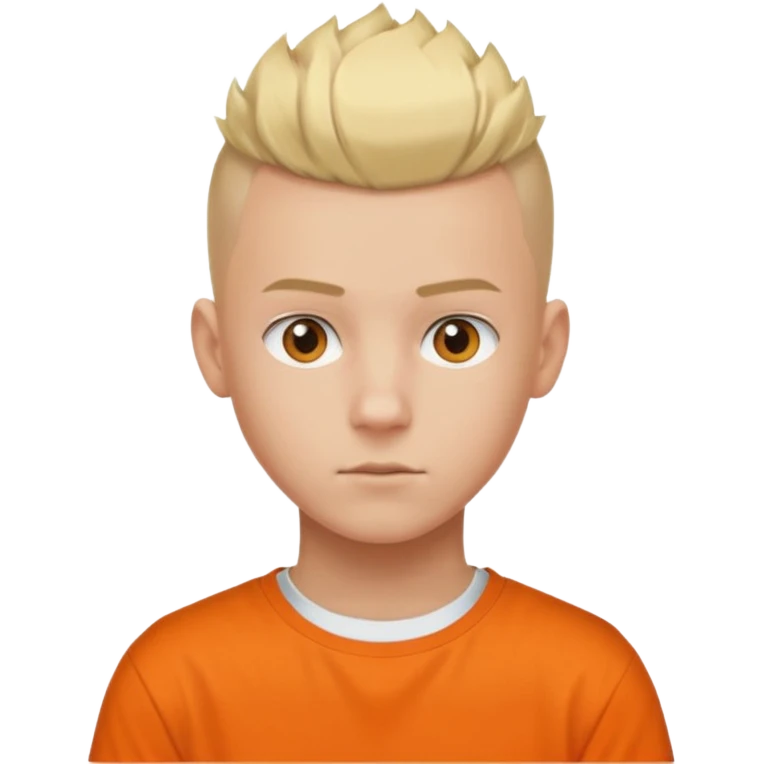 Blonde Buzzcut And Mohawk. Amber Eye. Orange Tshirt. White Sleeve. Teenage Boy emoji