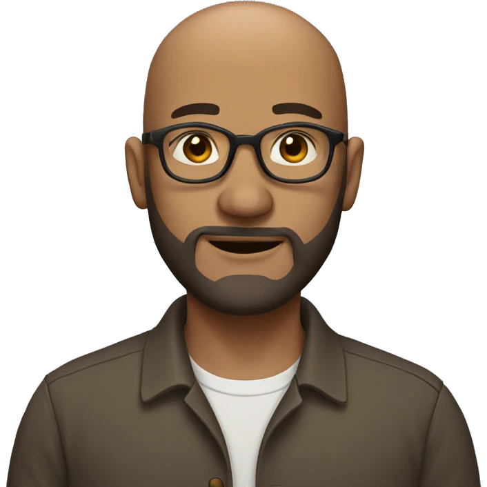 semi-bald, bearded, glassed, brown-eyed man emoji