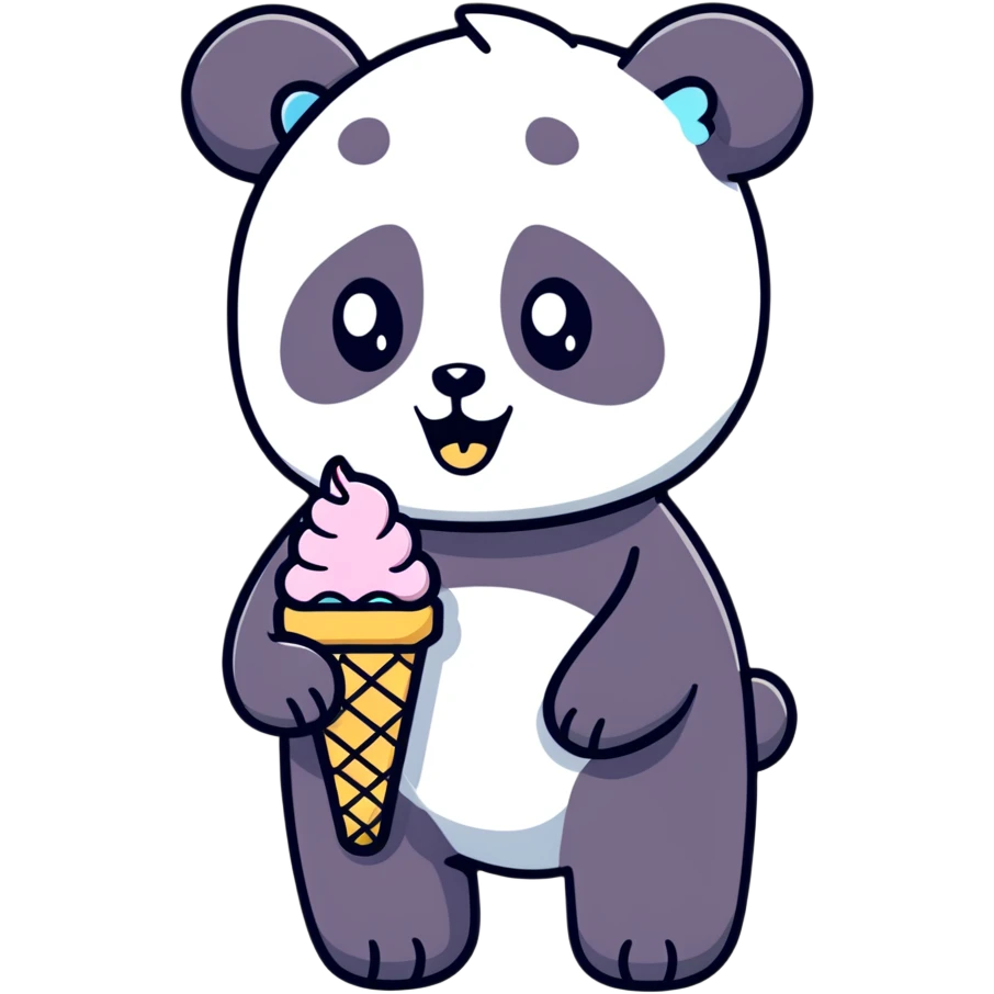 Panda eating ice cream emoji