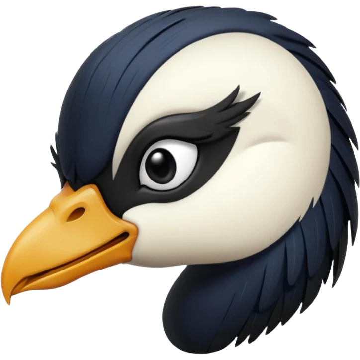 goose head that is emo with swoop of bangs over one eye emoji