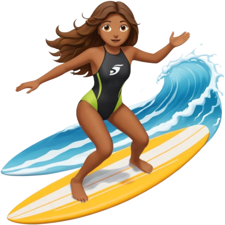 brown girl surfing on wtaer emoji
