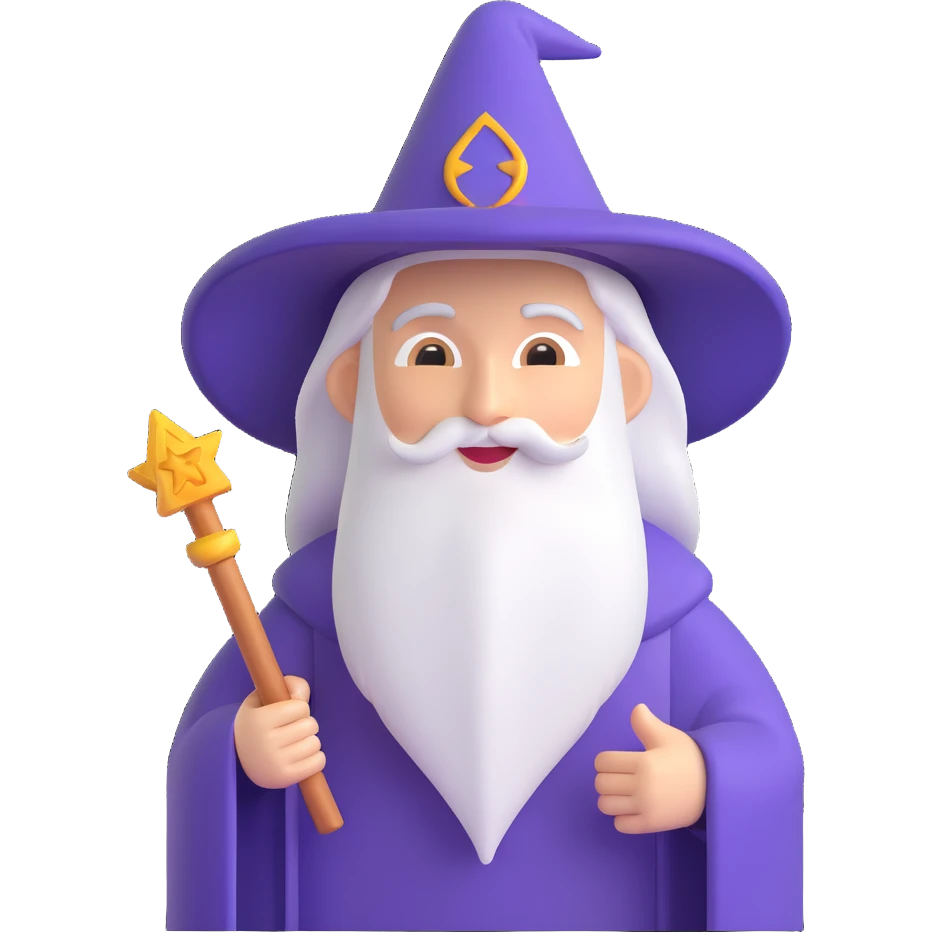 A wizard emoji, detailed and modern emoji