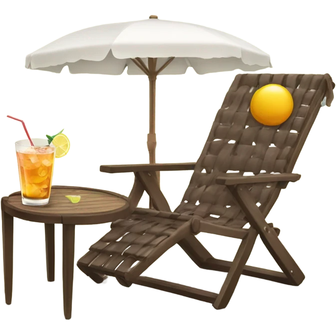 brown beach lounge chair with cocktail  emoji