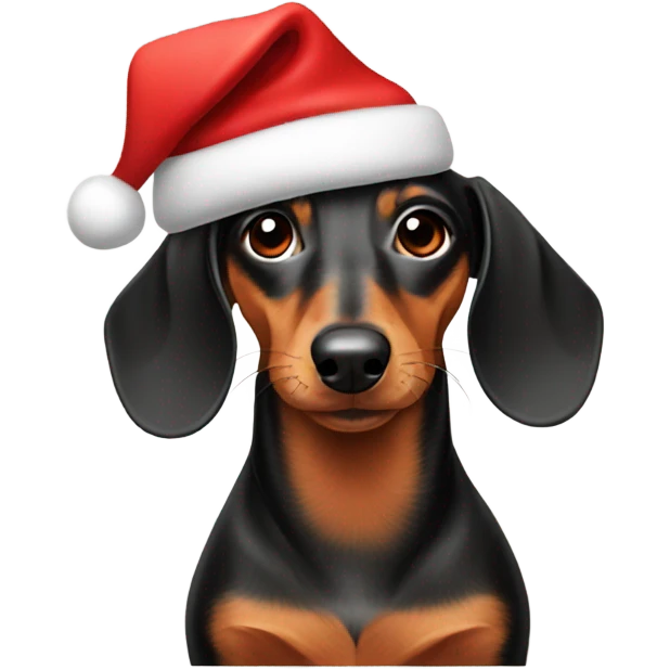 Dachshund with a Santa hat emoji