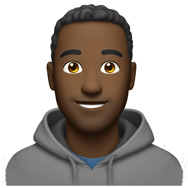 upper body shot of a man smiling and wearing a hoodie emoji