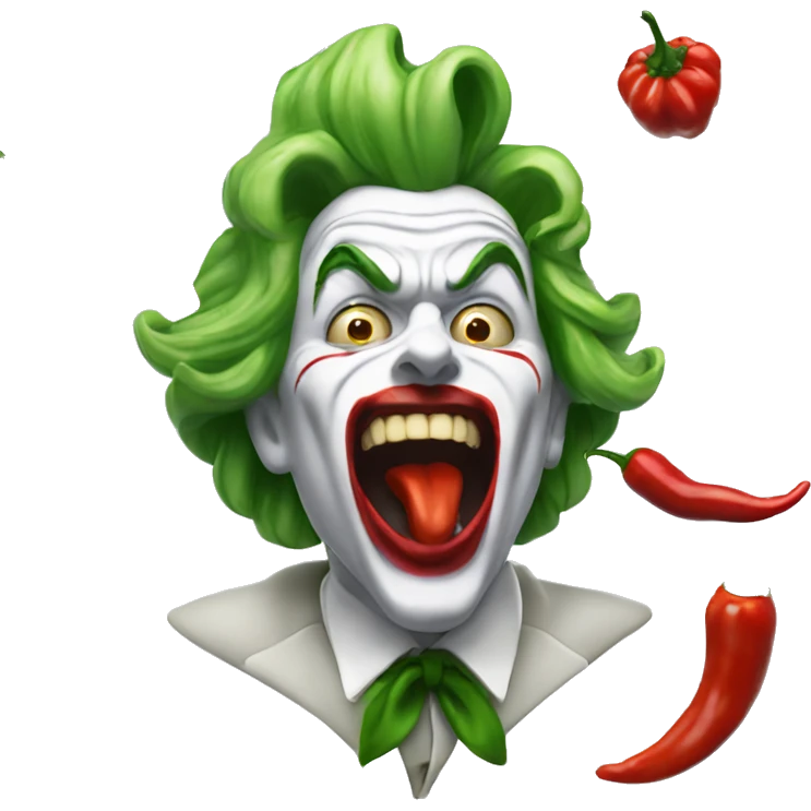 joker eating a very spicy pepper screaming emoji