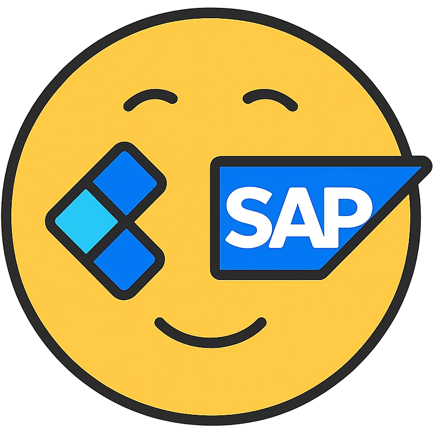 minimalist emoji fusing LeanIX and SAP logos into a single icon with subtle catalog reference, very clean, simple, tech-inspired outline style emoji