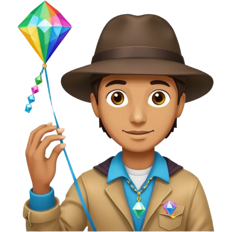 Man with diamond kite,Kite Flyers emoji
