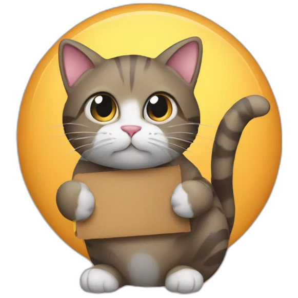Cat holding ‘I don’t care’ sign emoji