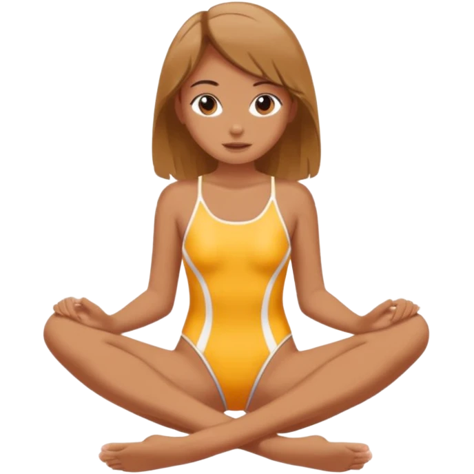 Girl wear swimsuit, The girl sits with her legs apart, show her feet emoji