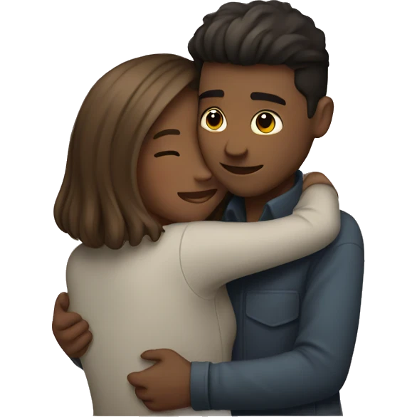 Girl hugging guy emoji