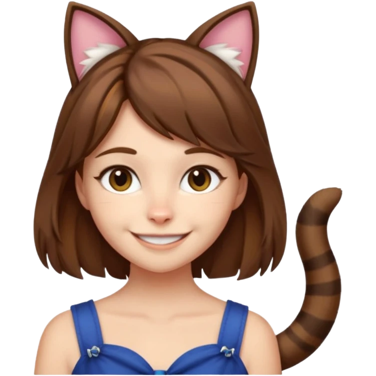 a girl with brown hair, cat ears and a tail saying "im lauren" emoji