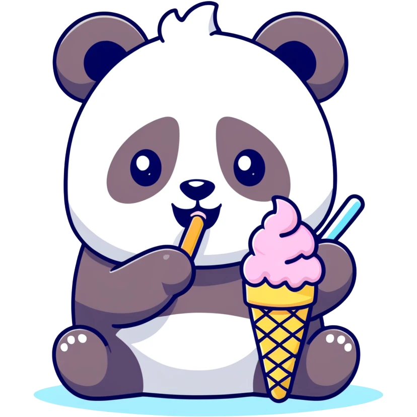 Panda eating ice cream emoji