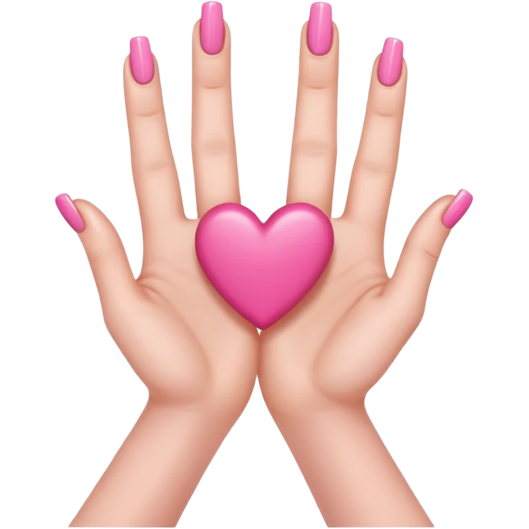 hands with long pink nails doing a hand heart emoji