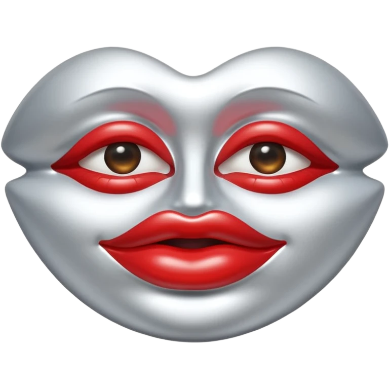 A seductive pair of slightly parted lips emoji made of liquid silver chrome, smooth glossy metallic surface, soft sensual curves, subtle reflections, luxury sexy aesthetic, minimal iOS emoji style, centered composition, clean white background, soft studio lighting, no text emoji