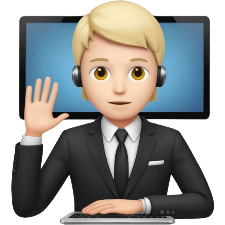  A person that has a computer screen as its head and is wearing a suit emoji