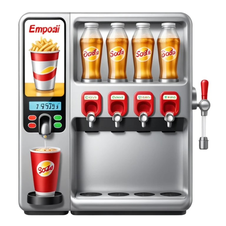 Digital soda dispenser in a fast food restaurant background  emoji