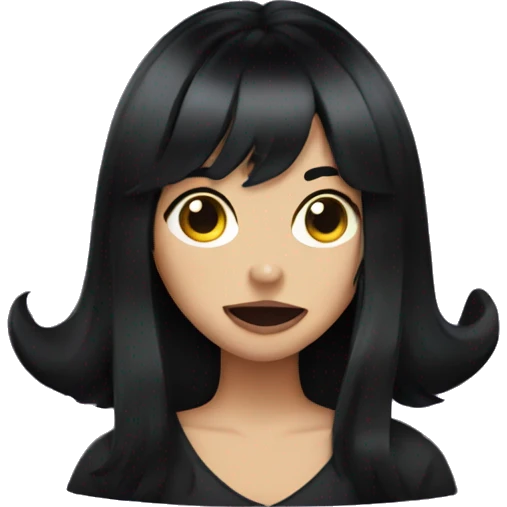 Teen witch with black hair sticking tongue emoji