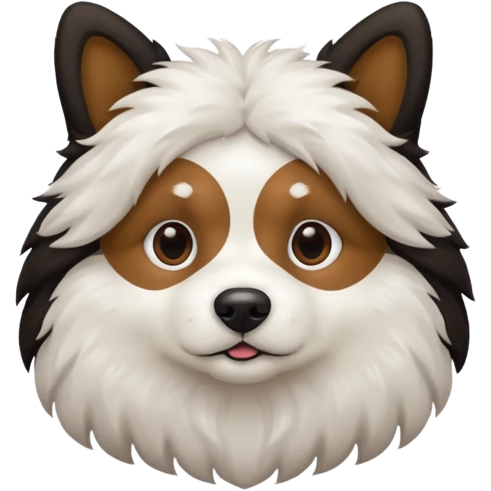 Fluffy dog black with white and brown emoji