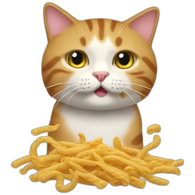 Un chat qui mange des nouilles emoji