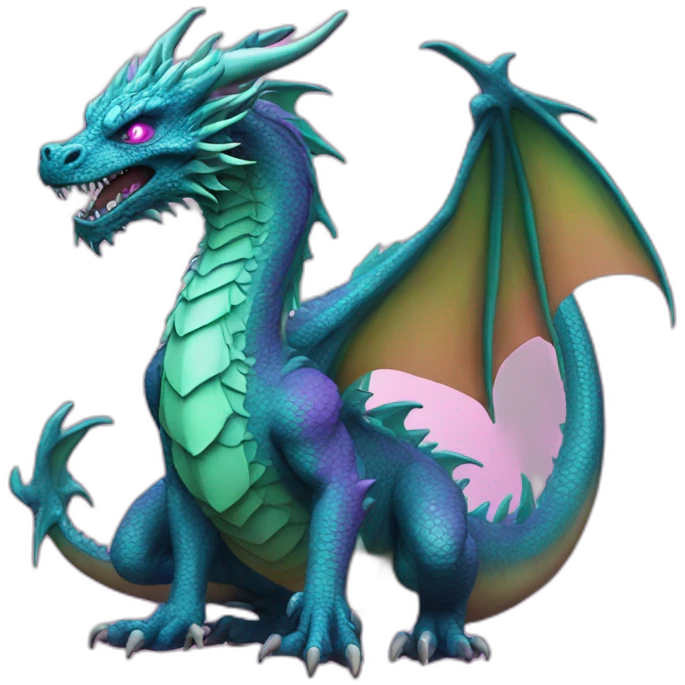 Vaporwave Dragon with tattoos wearing hoodie emoji