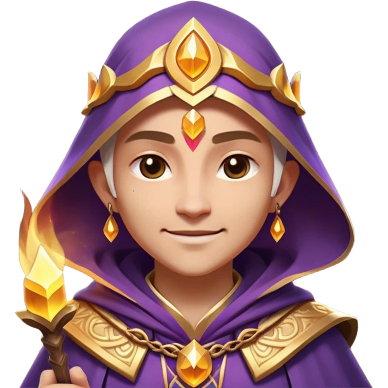 Clash of Clans aesthetic: Beautiful and Majestic Mage Portrait Emoji, Rendered in serene mystique with a gentle, confident smile and an aura of timeless magic, showcasing an elegantly robed figure with intricate arcane embellishments and softly closed eyes in natural skin tone, Simplified yet exquisitely endearing features, highly detailed, glowing with a soft, majestic mystical light, high shine, calm and profoundly wise, stylized with an air of timeless sorcery, soft glowing outline, capturing the essence of a majestic mage whose magical presence inspires epic quests! emoji