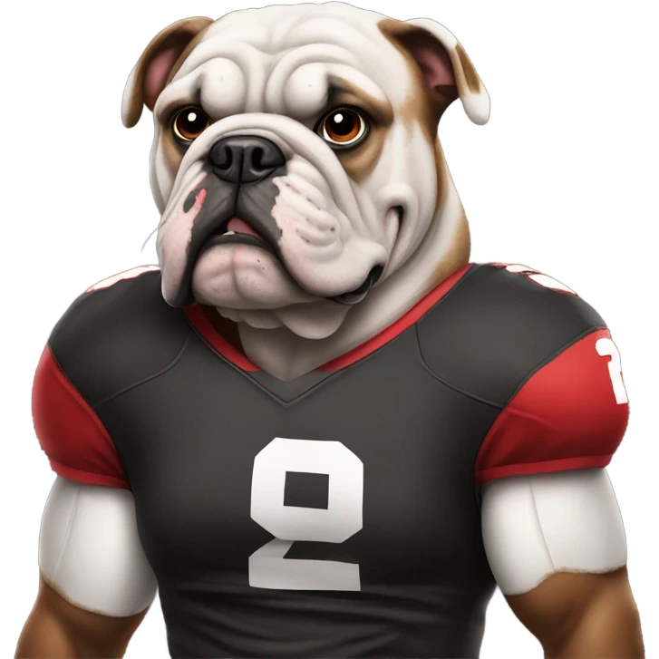 Football player bulldog wearing red and black emoji