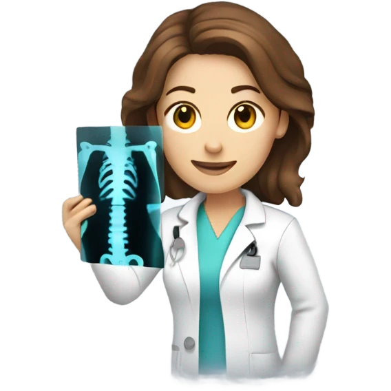Women X-ray technologist with brown hair taking an X-ray  emoji